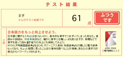 日本語テスト結果